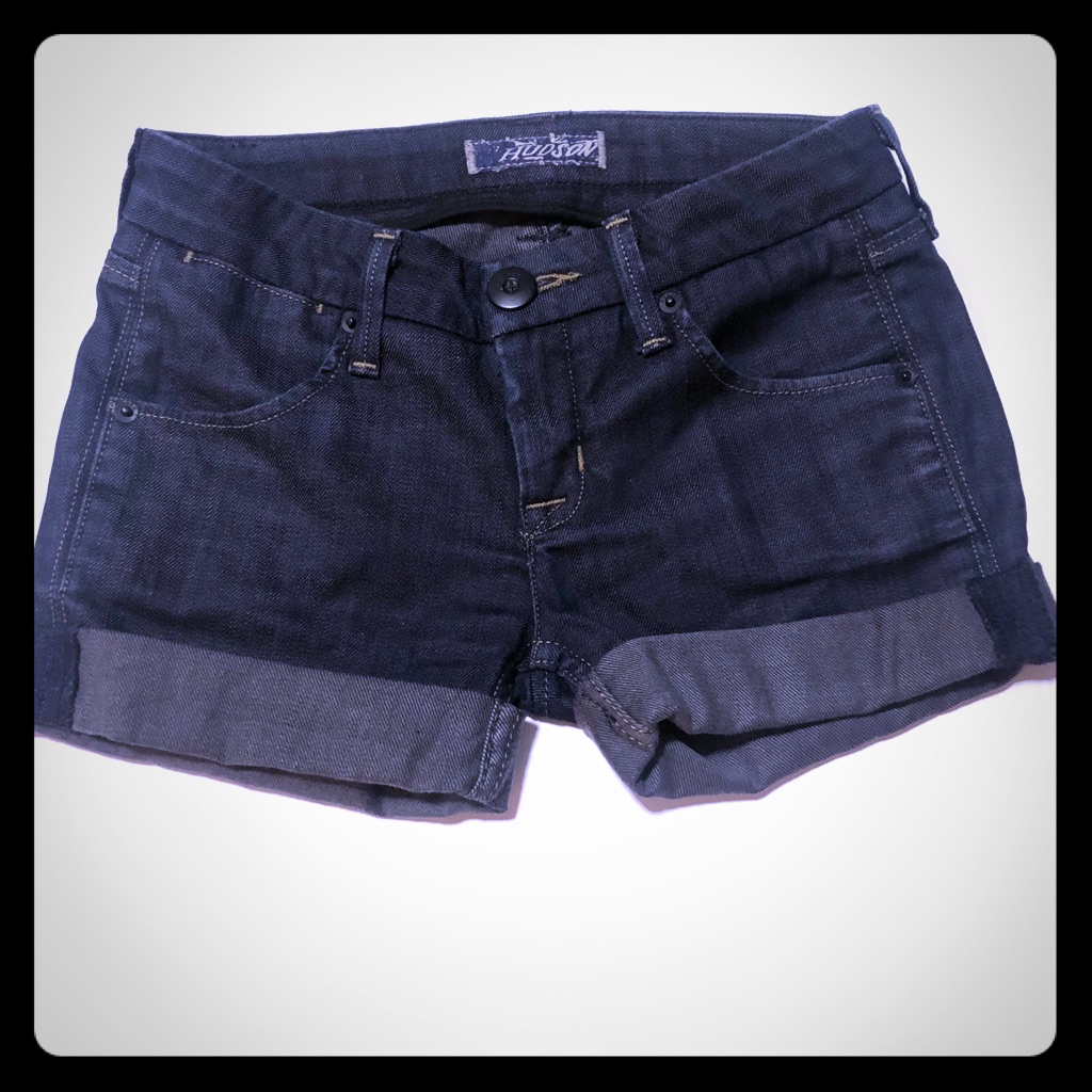 Hudson Indigo Denim Cuffed Jean Shorts 24